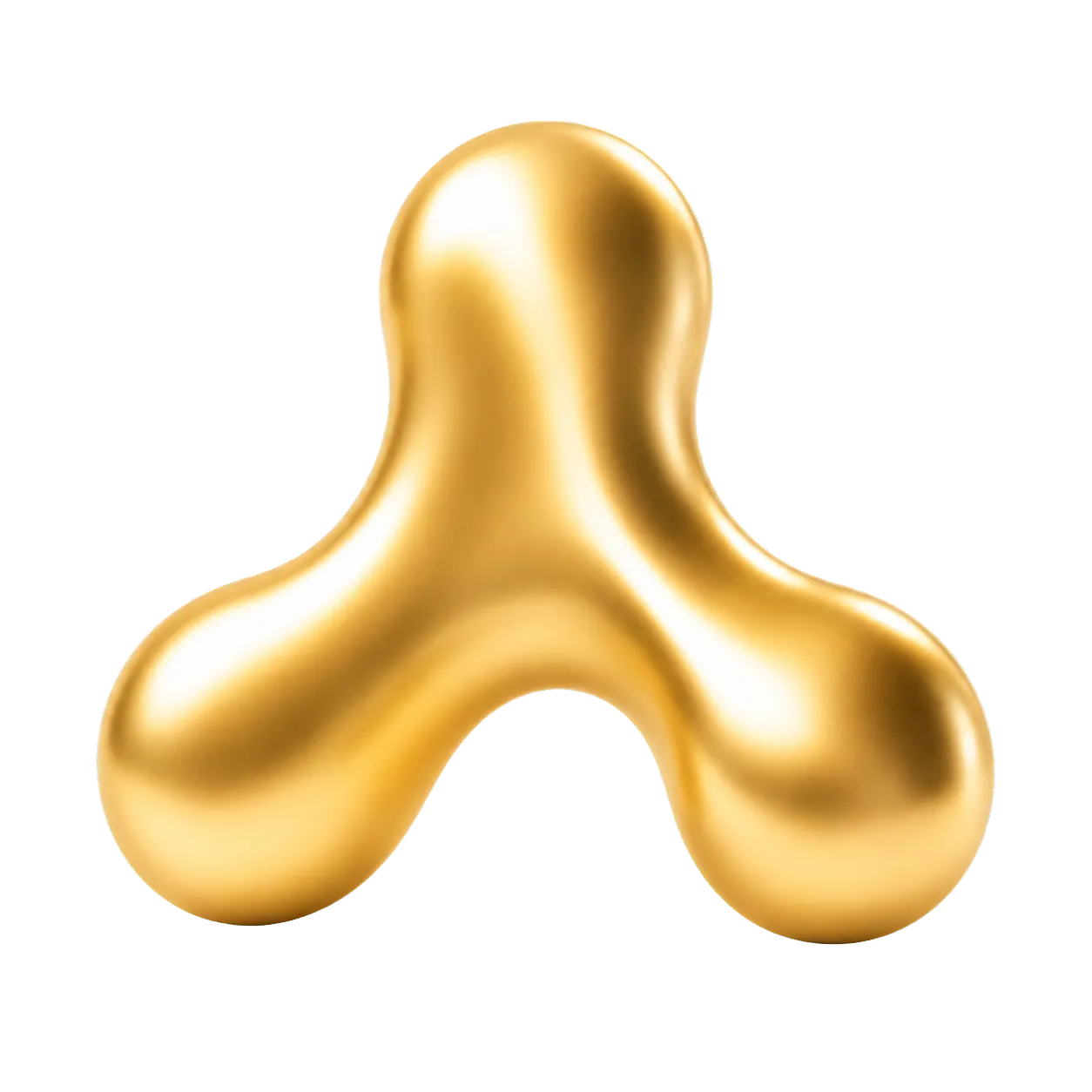 Glossy three-part abstract gold sculpture